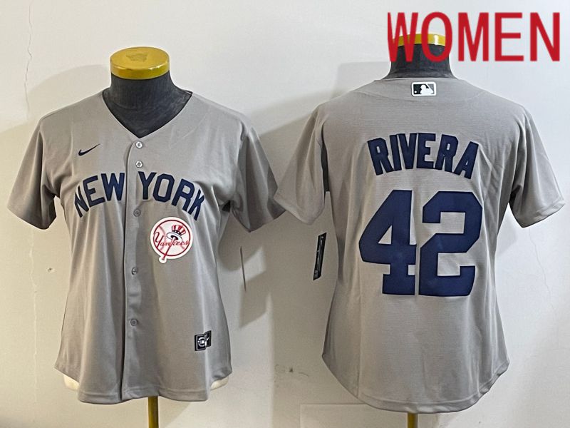 Women New York Yankees 42 Rivra grey 2024 Nike MLB jersey 20241121